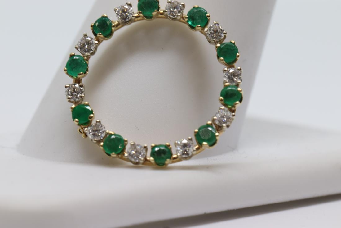 14k VIntage Design Emerald And Diamond Pendant (1 of 5)