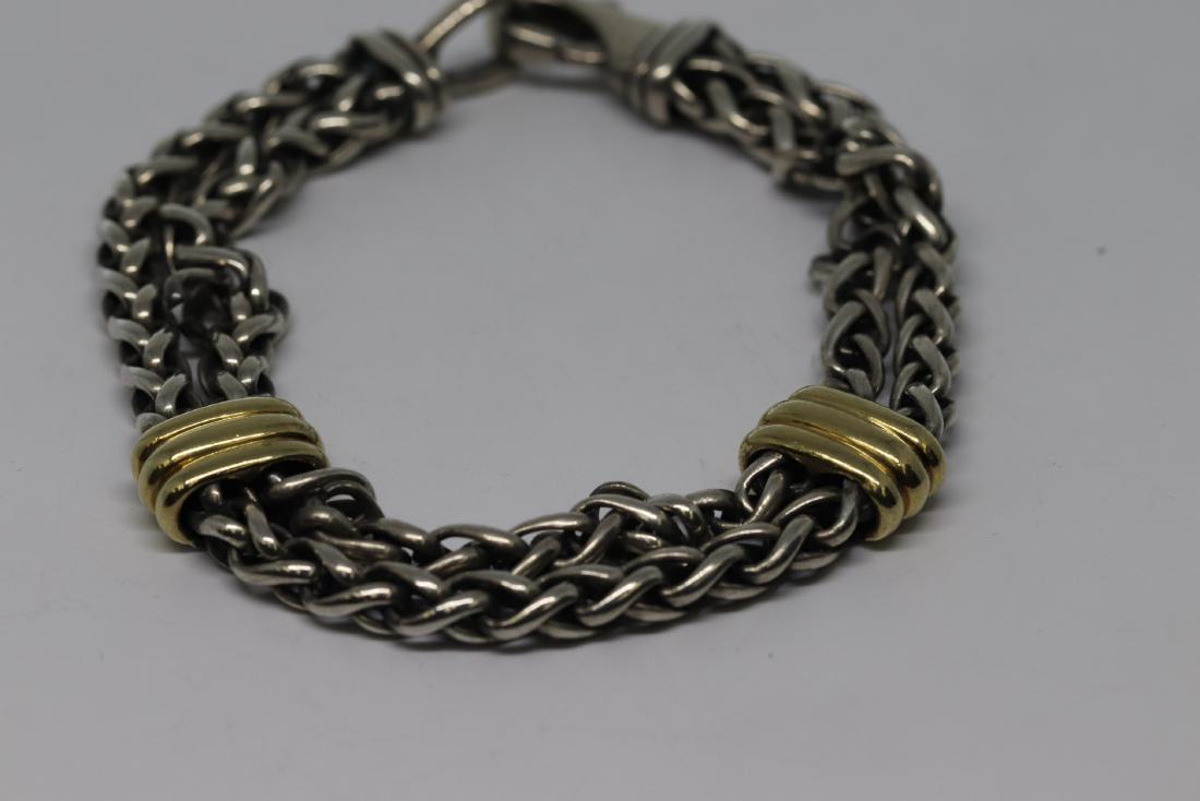 Davied Yurman Mens 925 18k gold stations wheat chain: Davied Yurman Mens 925 18k gold stations wheat chain bracelet 40.7g.