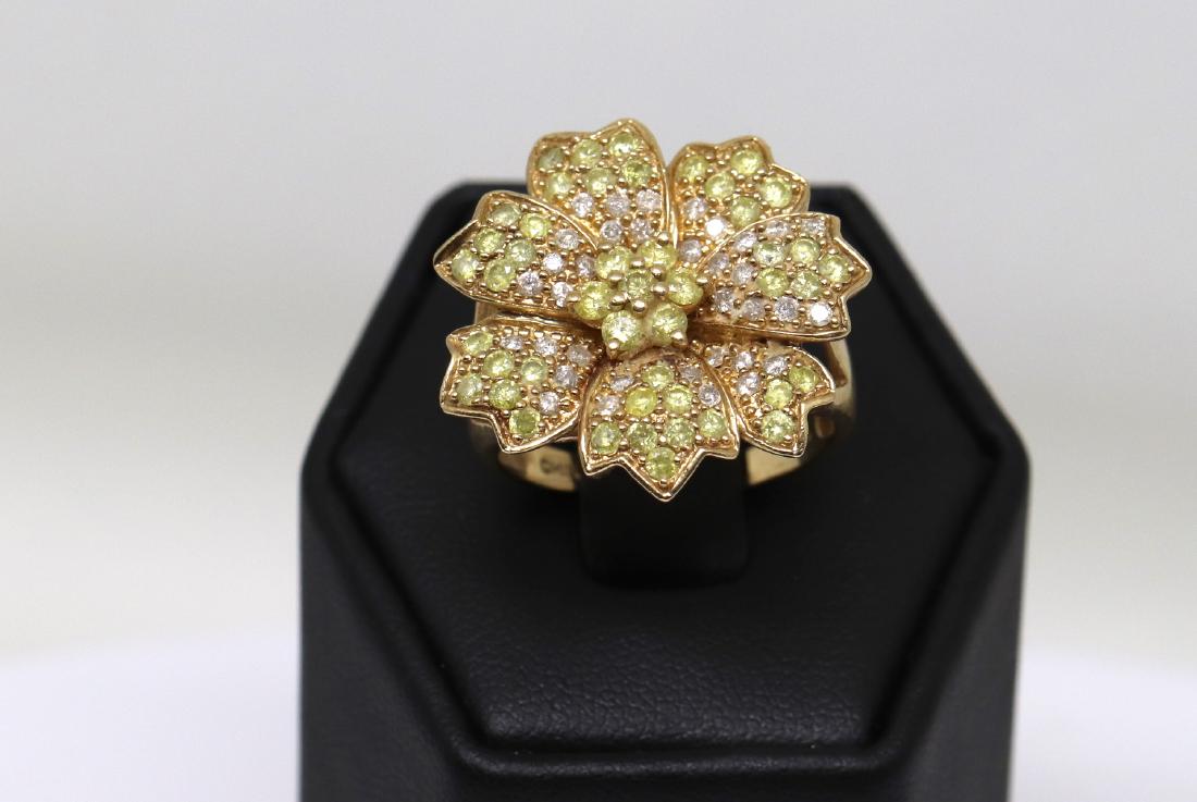 14k Yellow Gold Diamond Flower Ring (1 of 2)