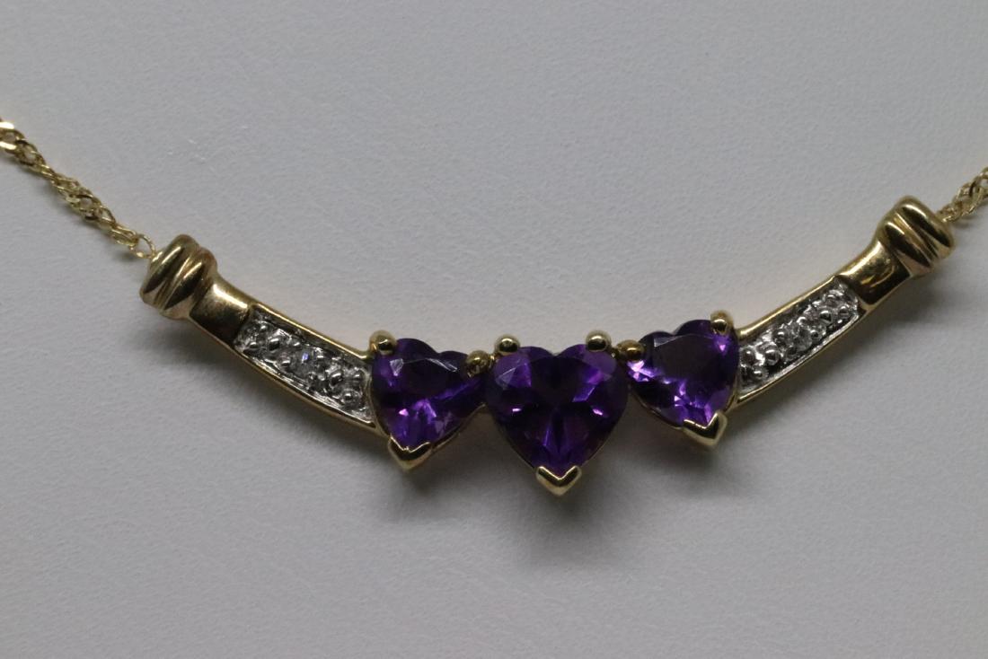 Beautiful Necklace With Amethyst Heart Stones (1 of 4)