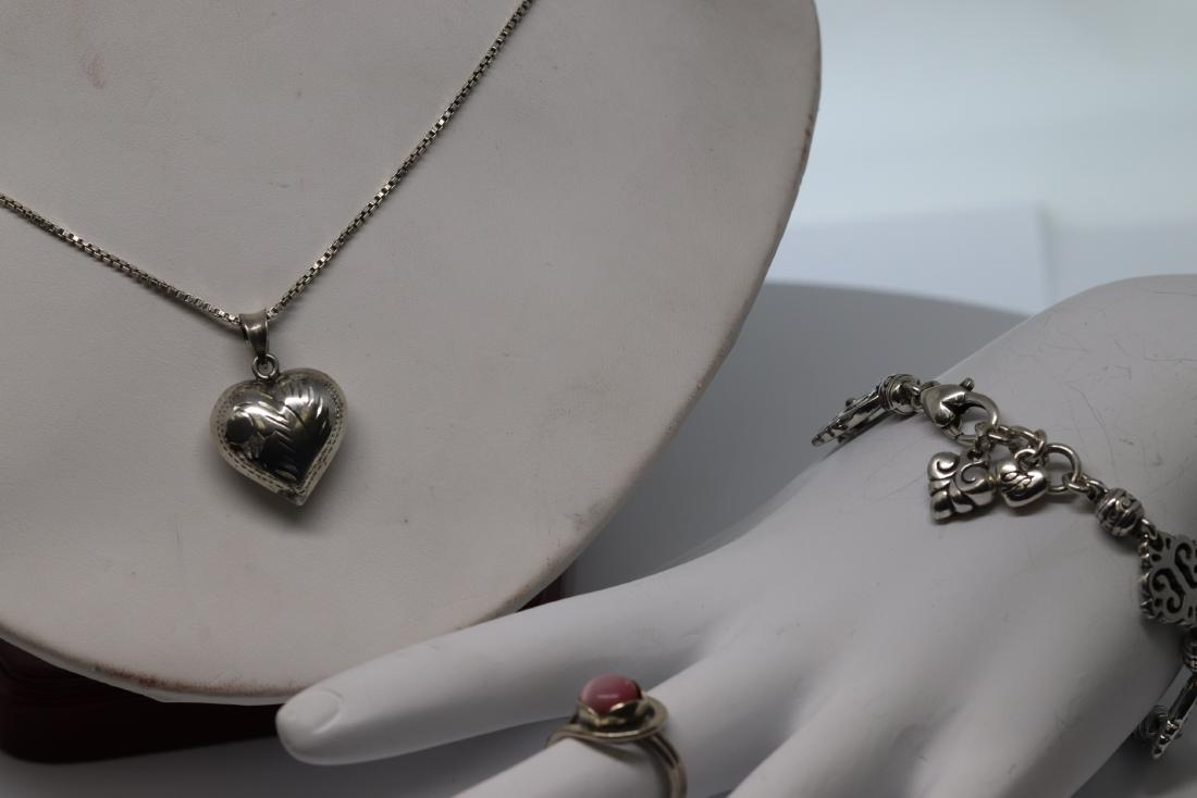 Lot of 3 925 silver set Necklace Ring Bracelet (1 of 5)