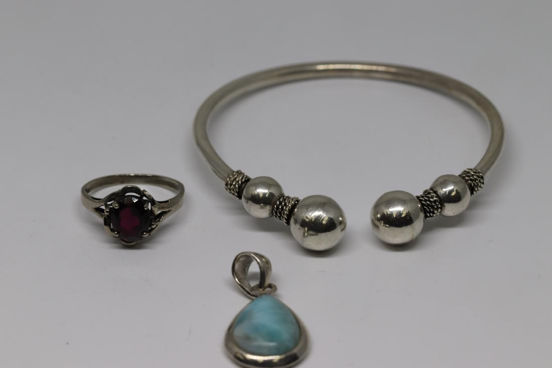 Lot of 3 925 silver womens cuff bangle Ring and pendant (1 of 2)