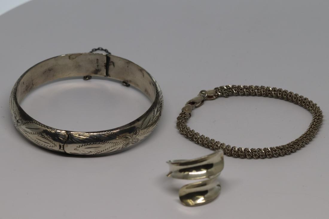Lot of 3 silver Bangle,Ring,tennis,bracelet (1 of 1)