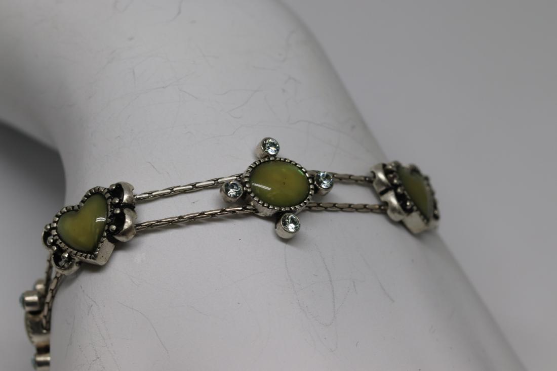 Ladies Silver Bracelet with green stones (1 of 3)