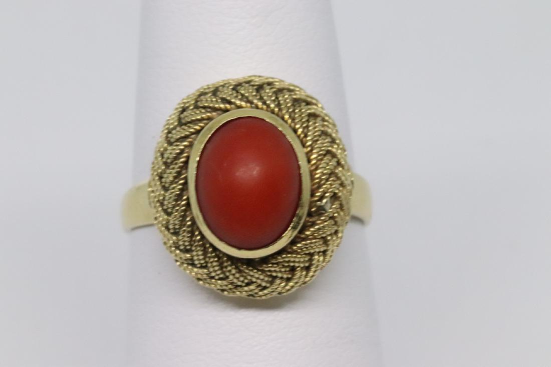 18k Coral Art Deco Ring (1 of 5)