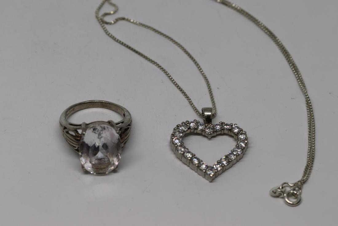 heart pendant with ring: ladies heart pendant with chain and ring 925 11.2g