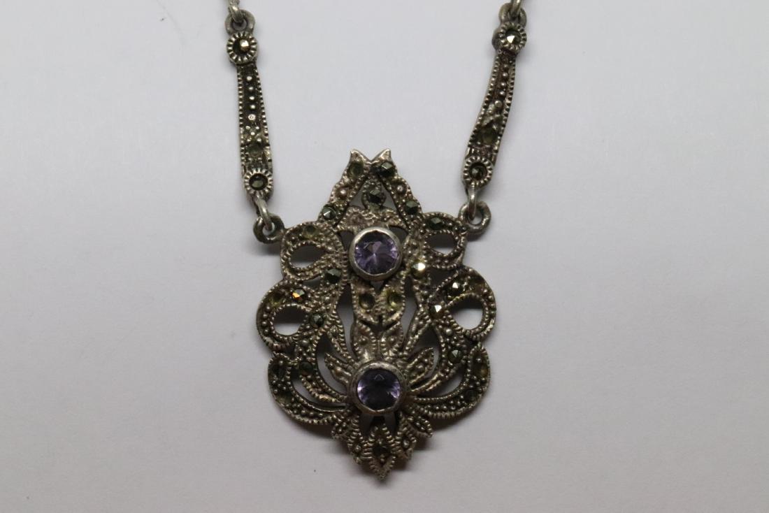 Vintage Silver necklace with diamonds (1 of 4)