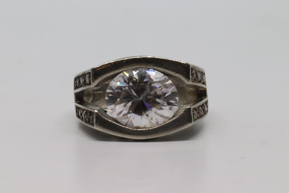 Mens Silver Ring with center stone (1 of 4)