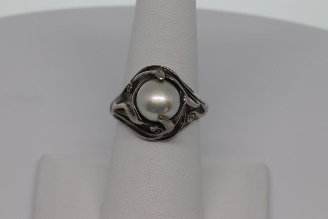 Ladies .925 Art Deco pearl Ring (1 of 6)