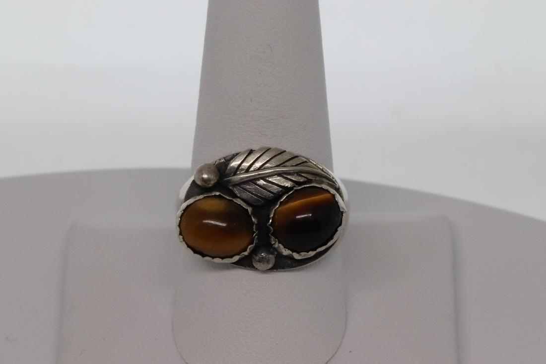 925 Silver Mens Ring with 2 Stone on the Side (1 of 3)