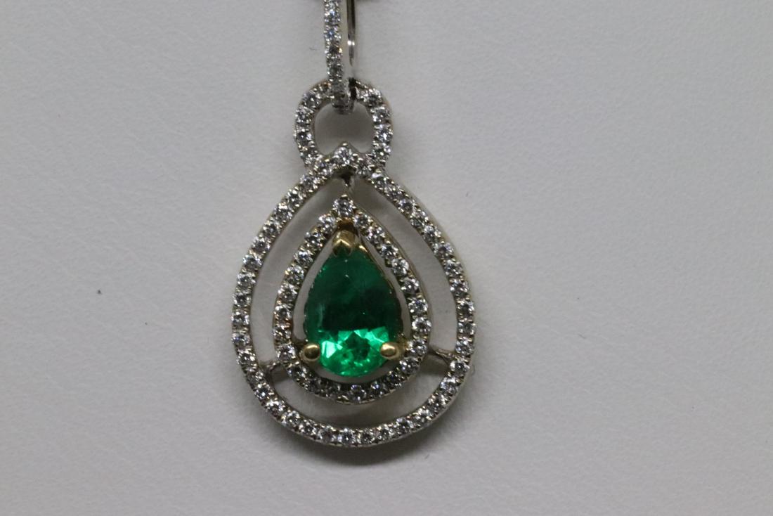 Modern Design 14k Pendant Diamonds and Emarld (1 of 3)