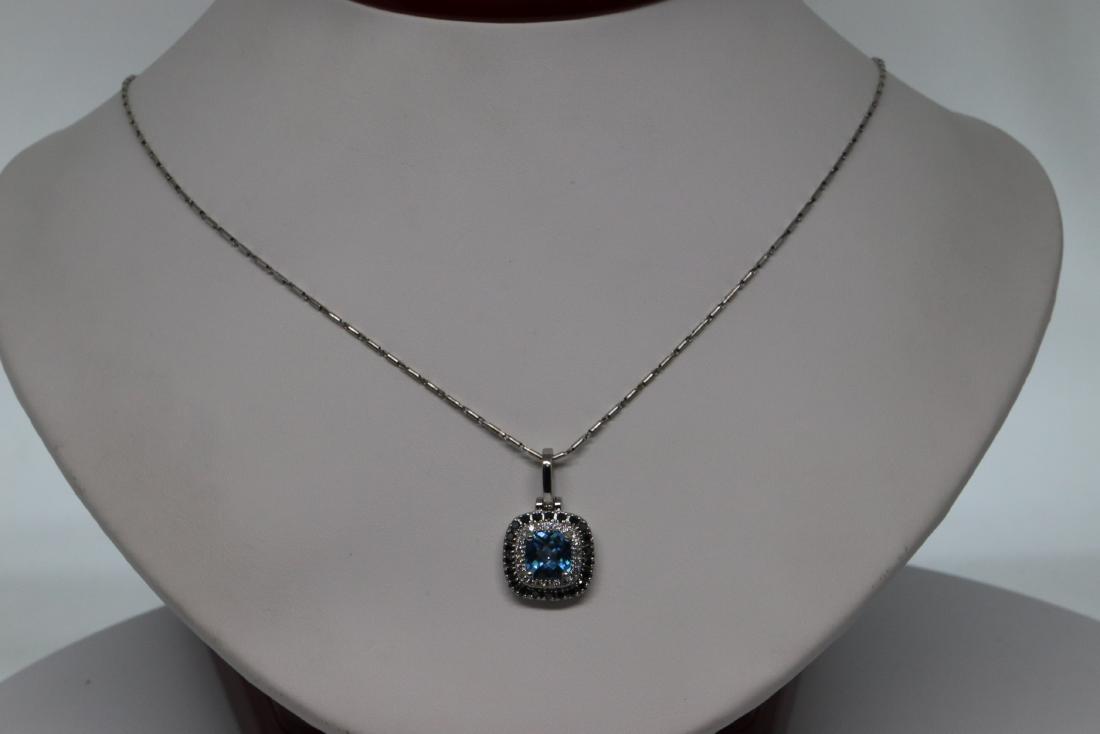 14Kt Diamond Pendant with Black Diamonds & Blue Topaz (1 of 6)