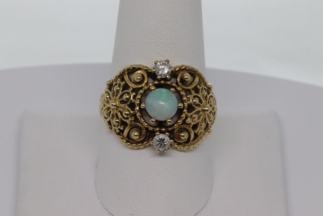 Art Deco Diamond & Opal 14Kt Ring (1 of 6)