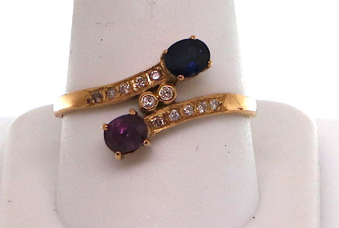 14k Sapphire/Garnet/Diamond ring (1 of 1)