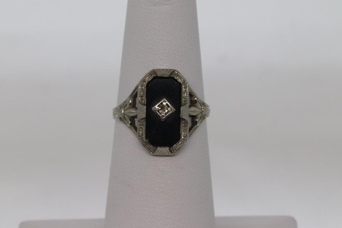 18Kt Art Deco Diamond Ring/ Onyx (1 of 5)