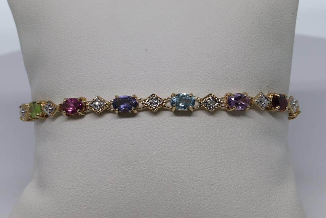 14Kt Diamond & Muti color Stone Bracelet (1 of 3)