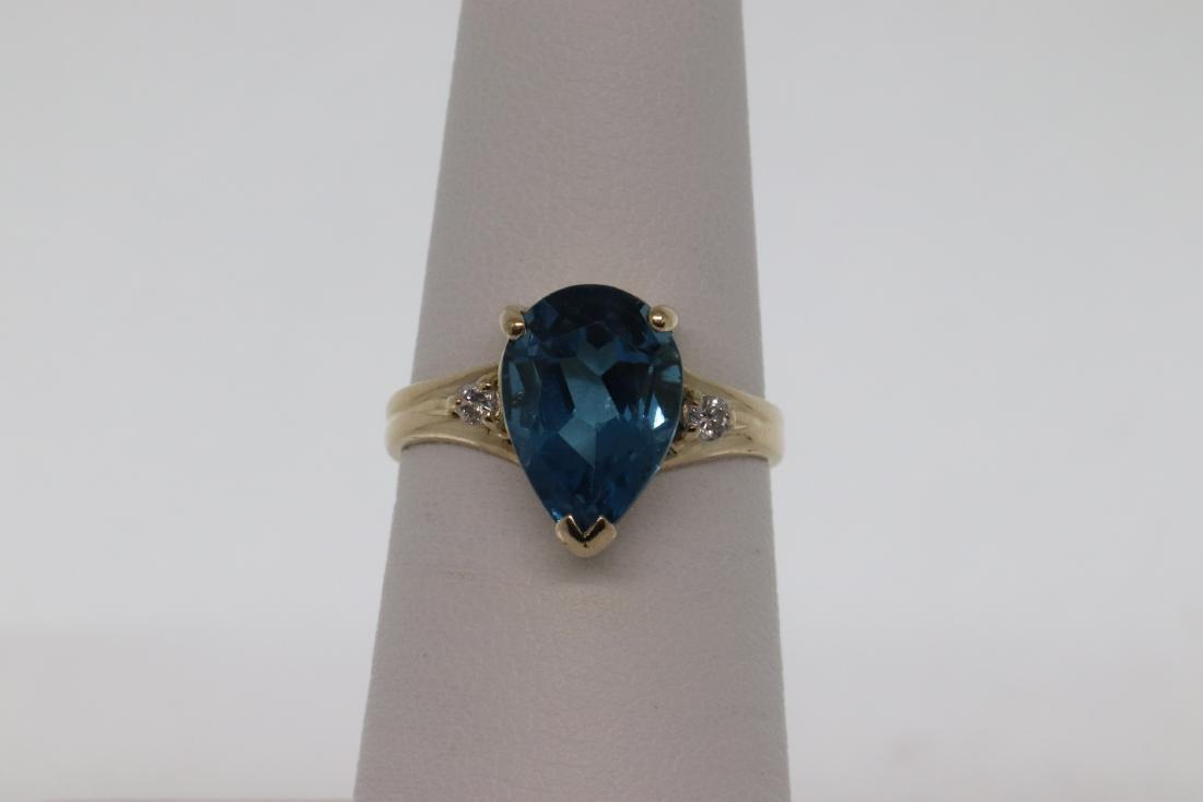 14Kt Ladies Diamond & Blue Topaz Ring (1 of 5)