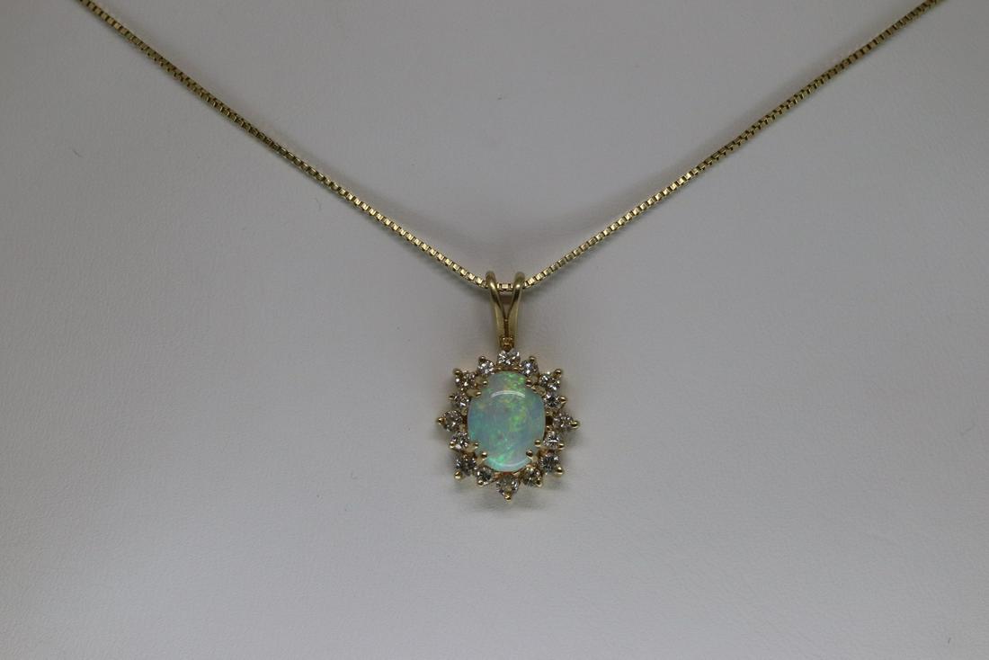 14Kt Opal & Diamond Necklace (1 of 4)