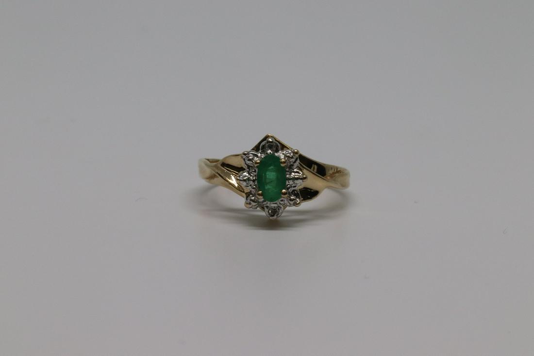 14Kt Diamond & Emerald Ring (1 of 4)