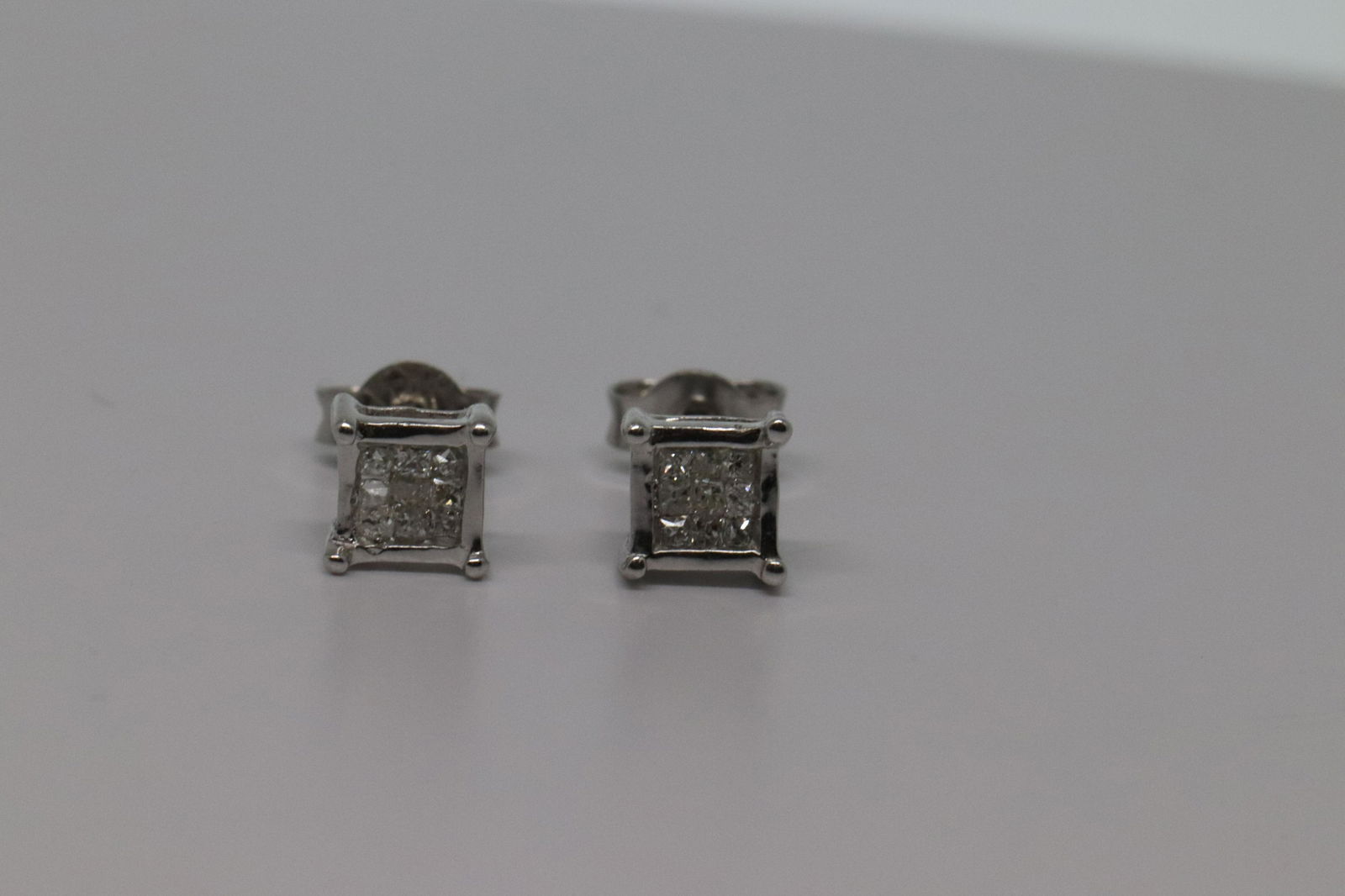 14Kt Princess Cut Diamond Earrings (1 of 4)