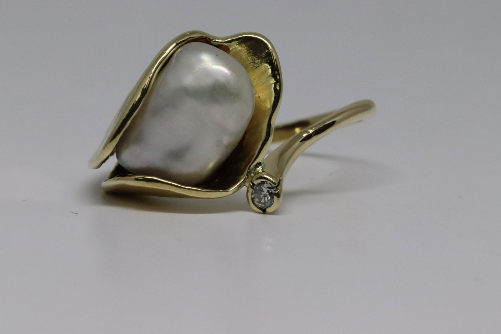 18Kt Art Deco Pearl/Diamond Ring (1 of 3)