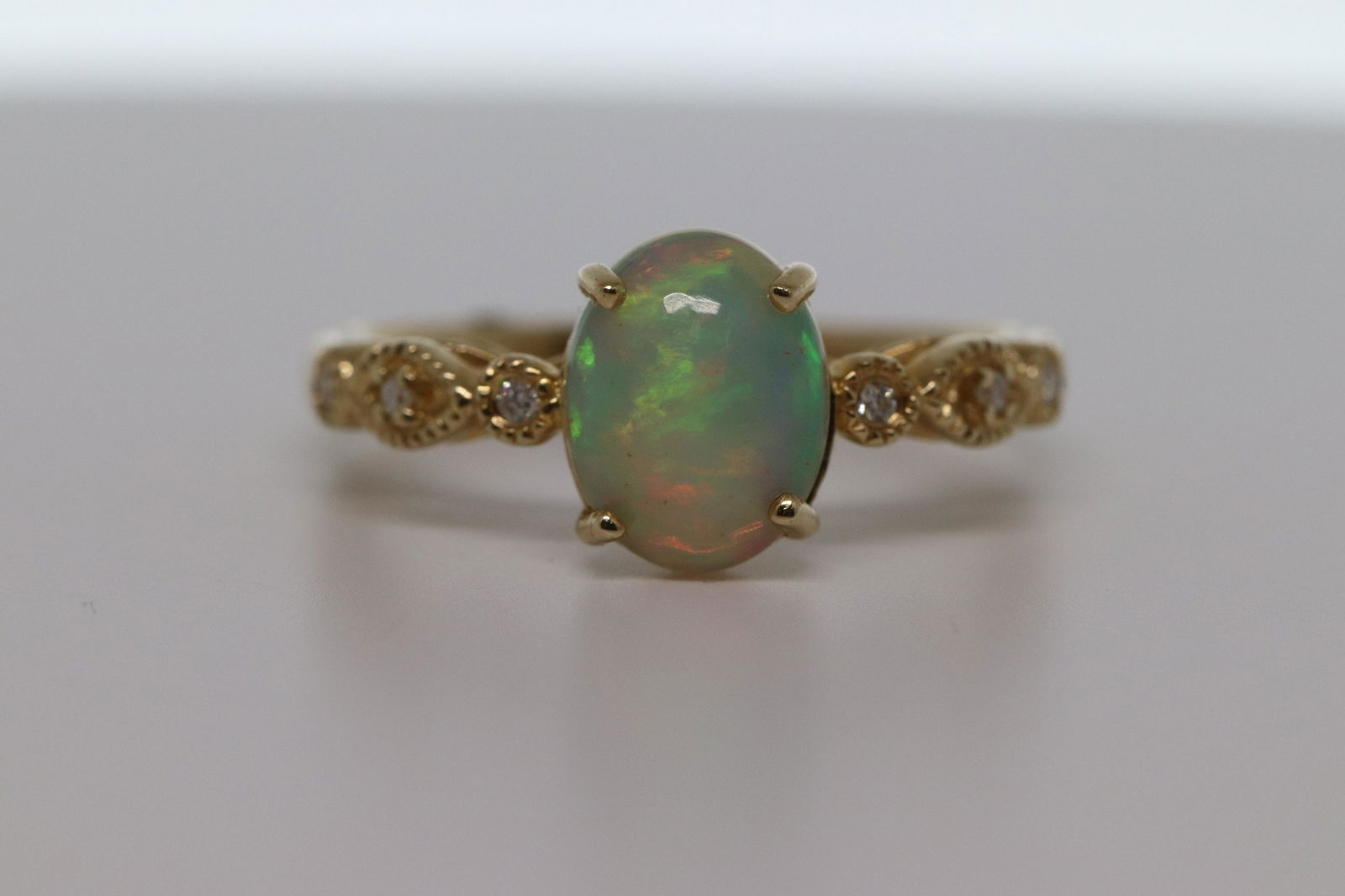 14Kt Opal & Diamond Ring (1 of 5)