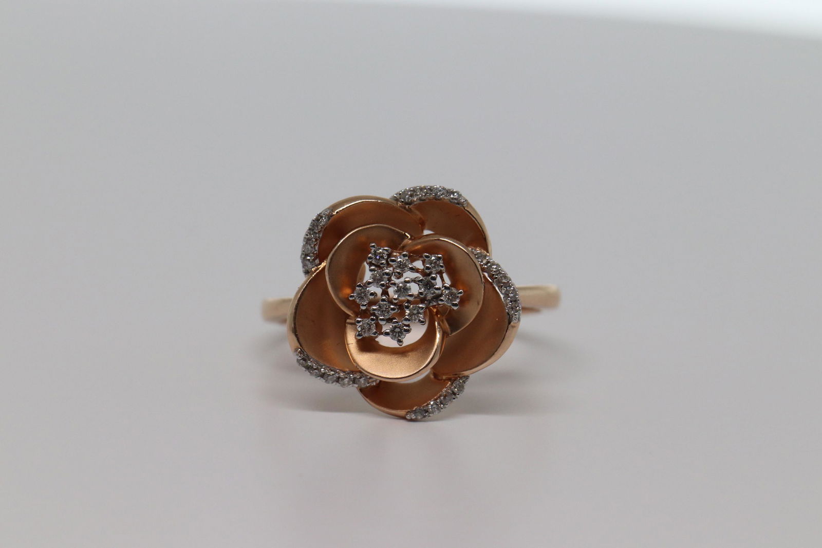 14kt Rose Gold Diamond Flower Ring (1 of 6)