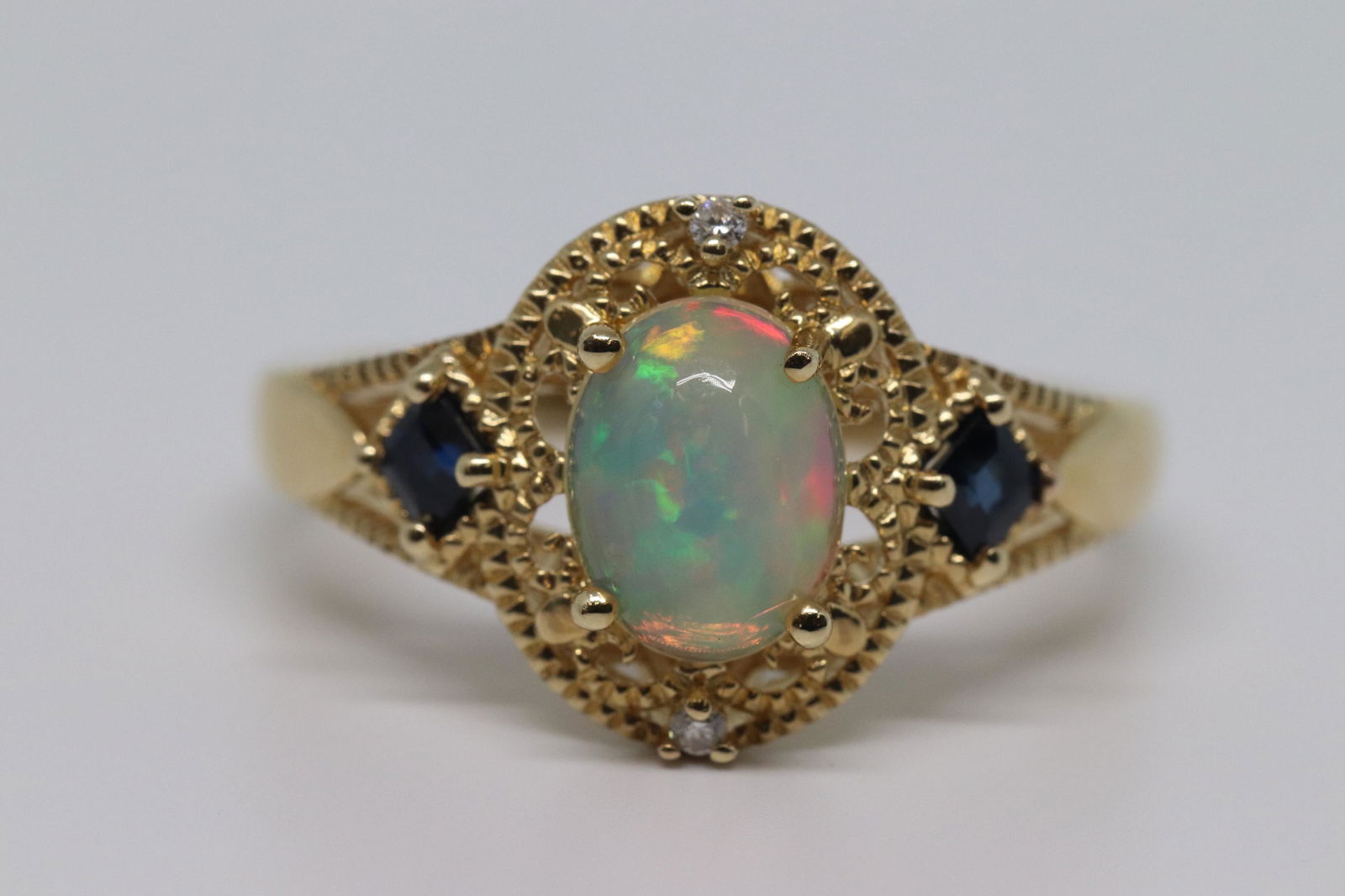 14kt Opal & Diamond Ring (1 of 5)