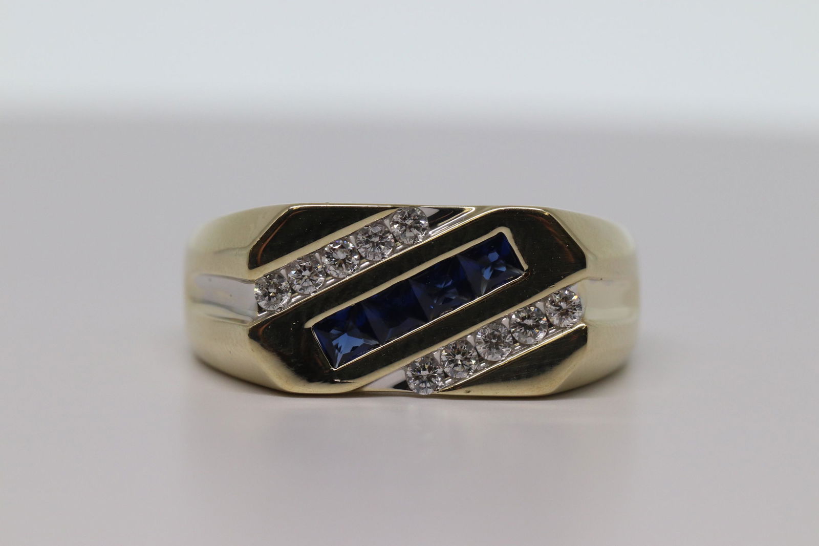 14kt Men's Diamond and Sapphire Ring (1 of 6)
