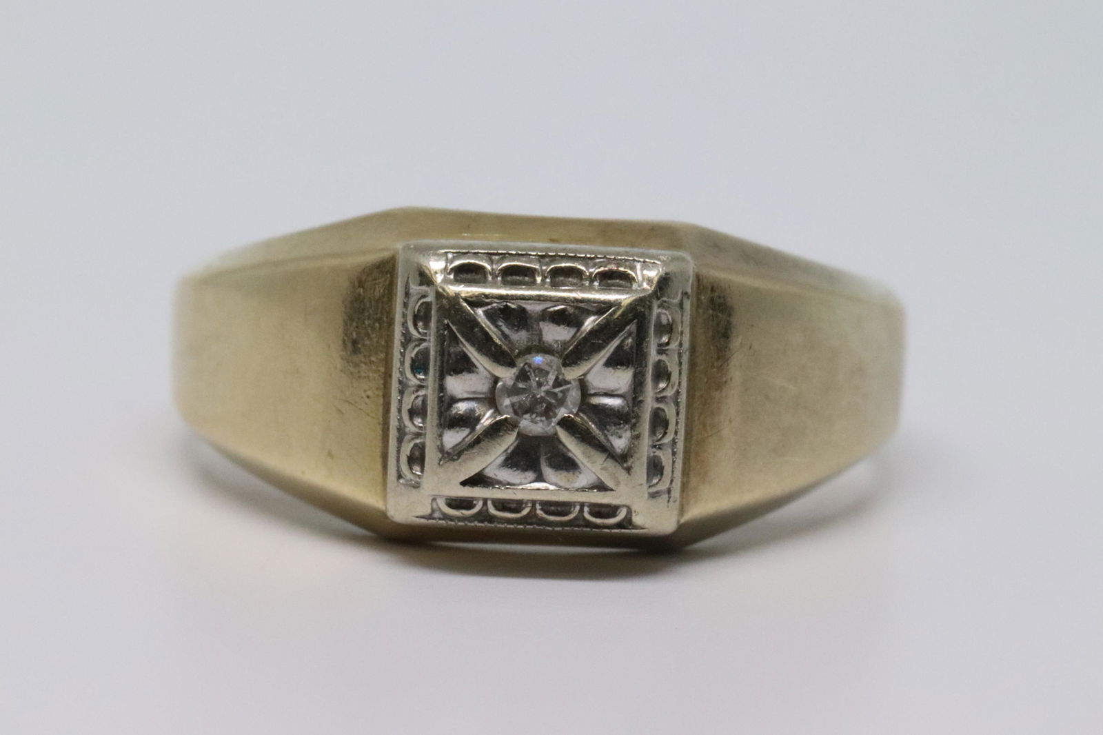 14Kt Men's Art Deco Diamond Ring (1 of 3)