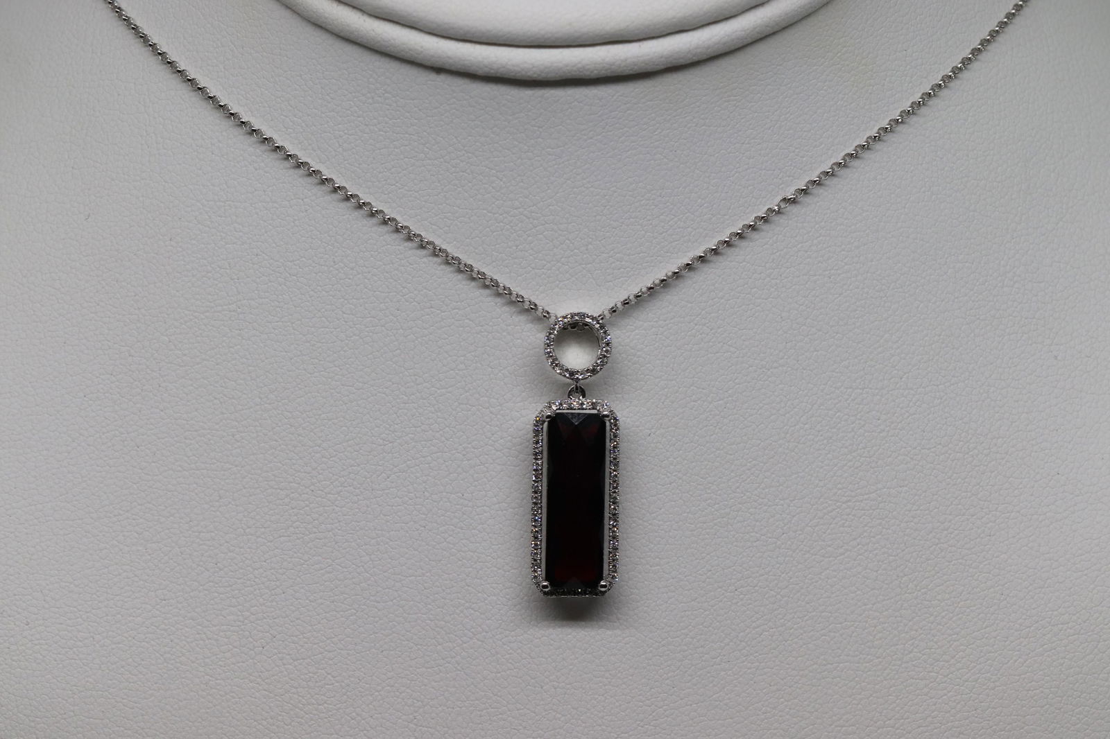 14Kt Diamond Necklace With Garnet Stone (1 of 6)