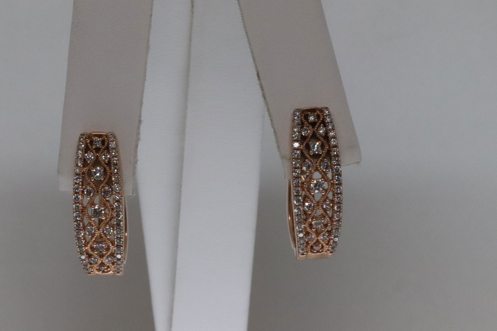 14kt Ladies Rose Gold Diamond Earrings (1 of 5)