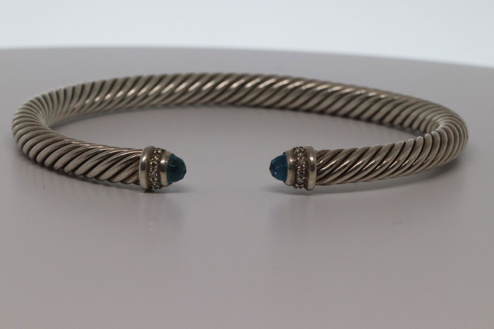 David Yurman Sterling Silver Blue Topaz Diamonds Cable (1 of 6)