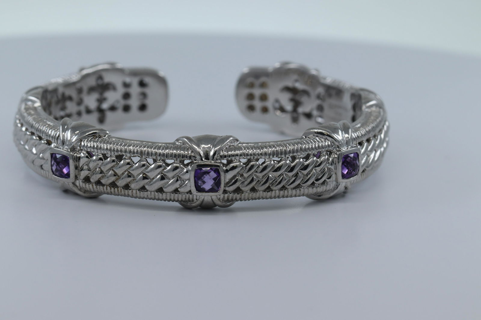 Judith Ripka Sterling Silver Amethyst Hinged Cuff (1 of 4)