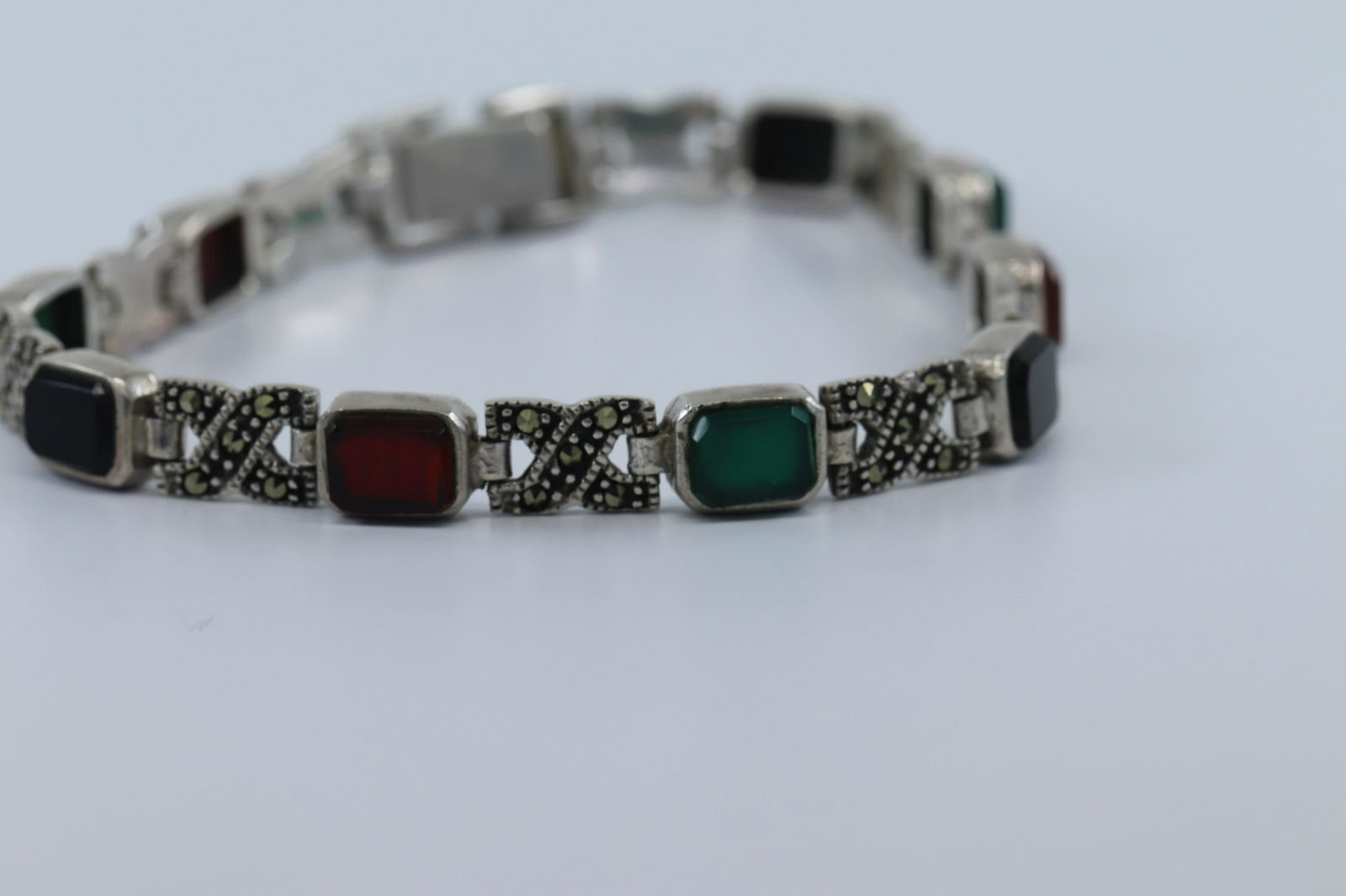 Bracelet Silver Tennis Multi Color Stones Sterling 925 (1 of 4)
