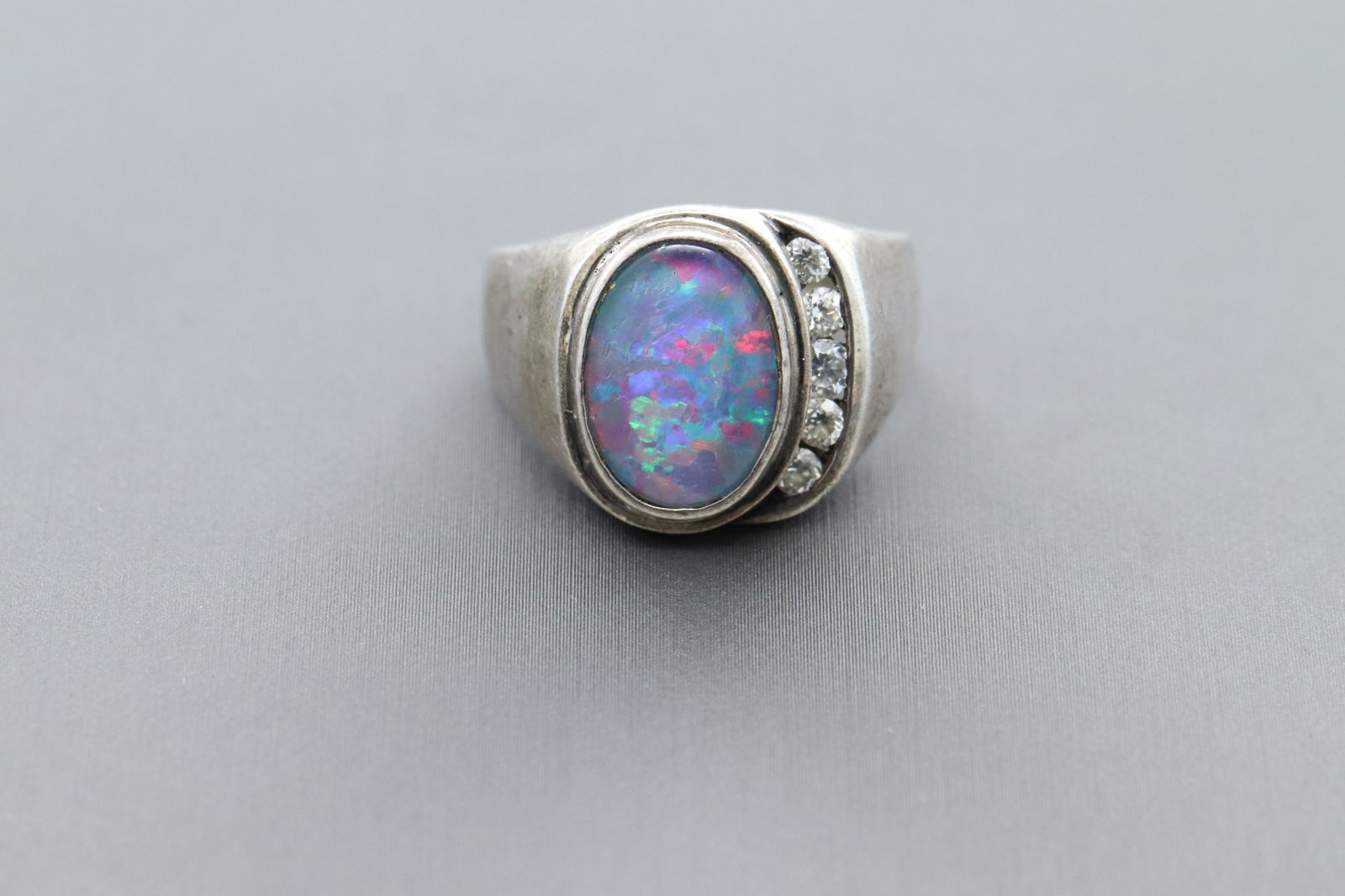 925 silver mens opal ring (1 of 4)