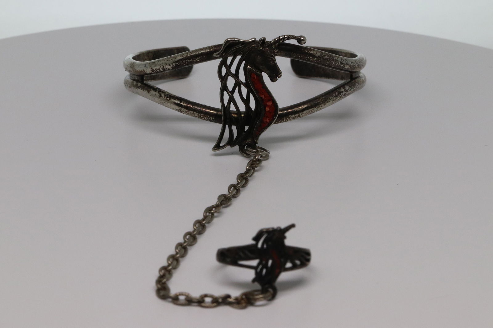 925 silver bangle with ring attached (1 of 6)