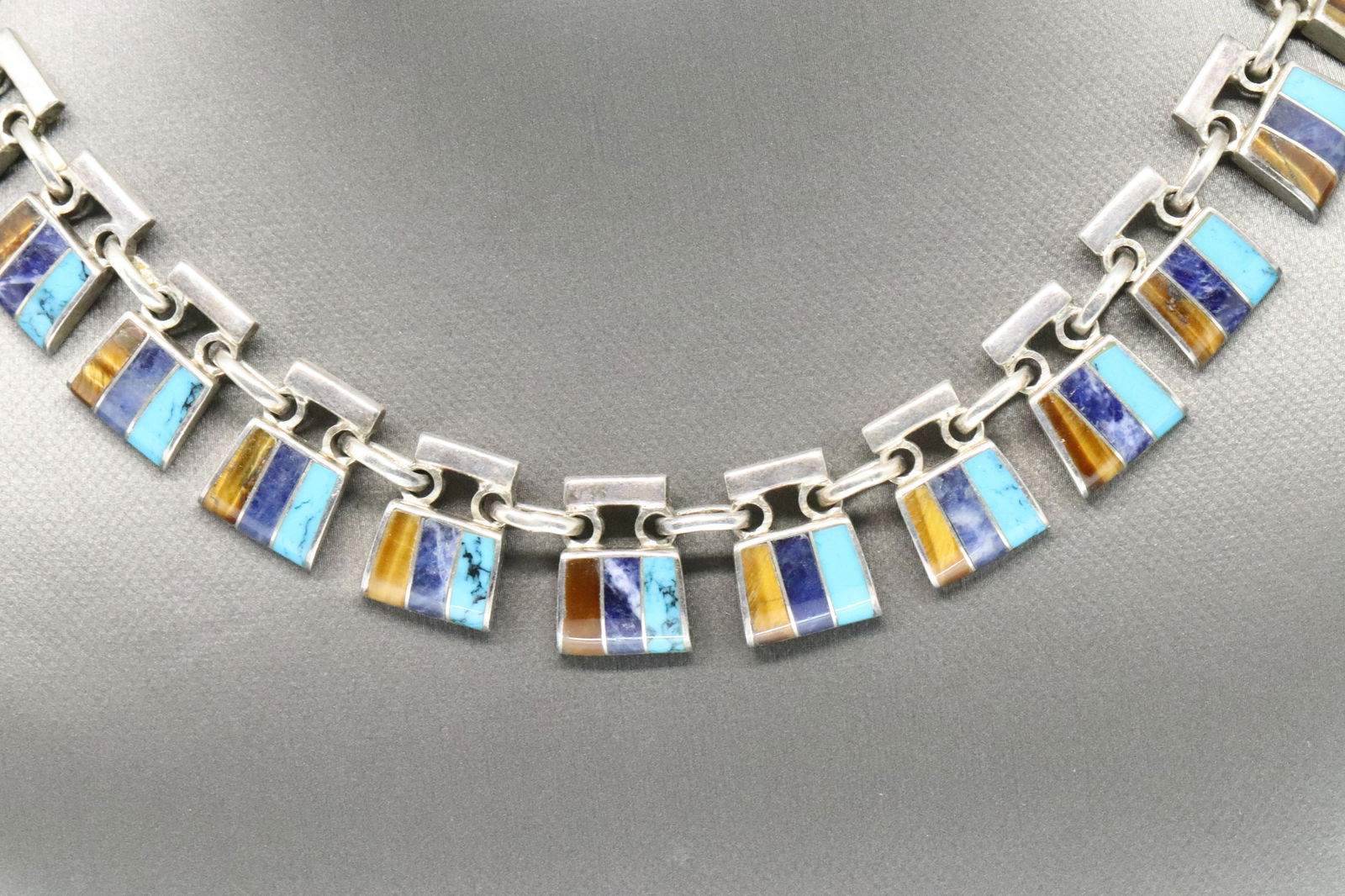 Sterling Silver & Multi-Stone Necklace Mexico Mexican (1 of 5)
