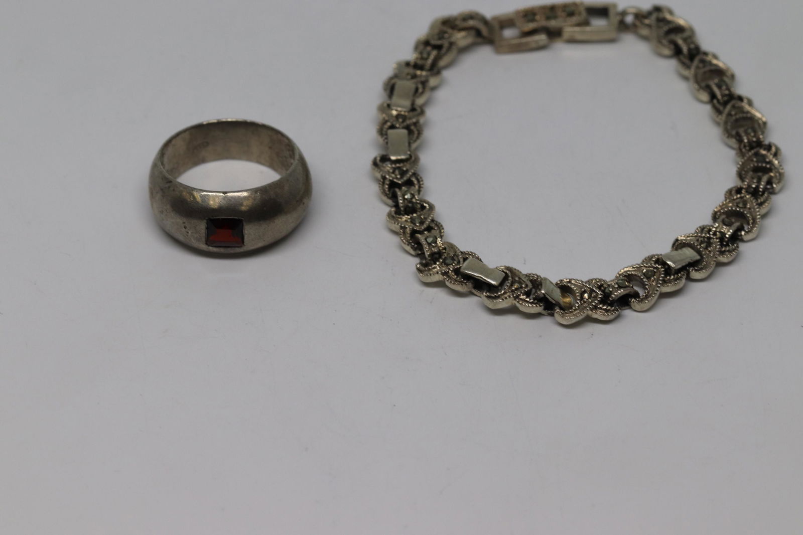 Lot of 2 art deco Ring and bracelet 925 silver (1 of 3)