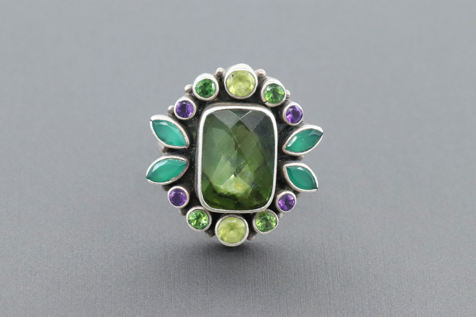 Nicky Butler Sterling Silver GREEN STONE Ring (1 of 5)