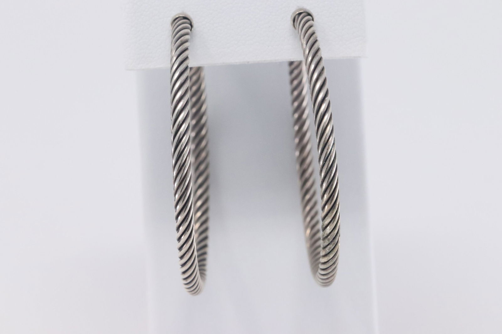 DAVID YURMAN Cable Sterling Silver Hoop Earrings (1 of 9)