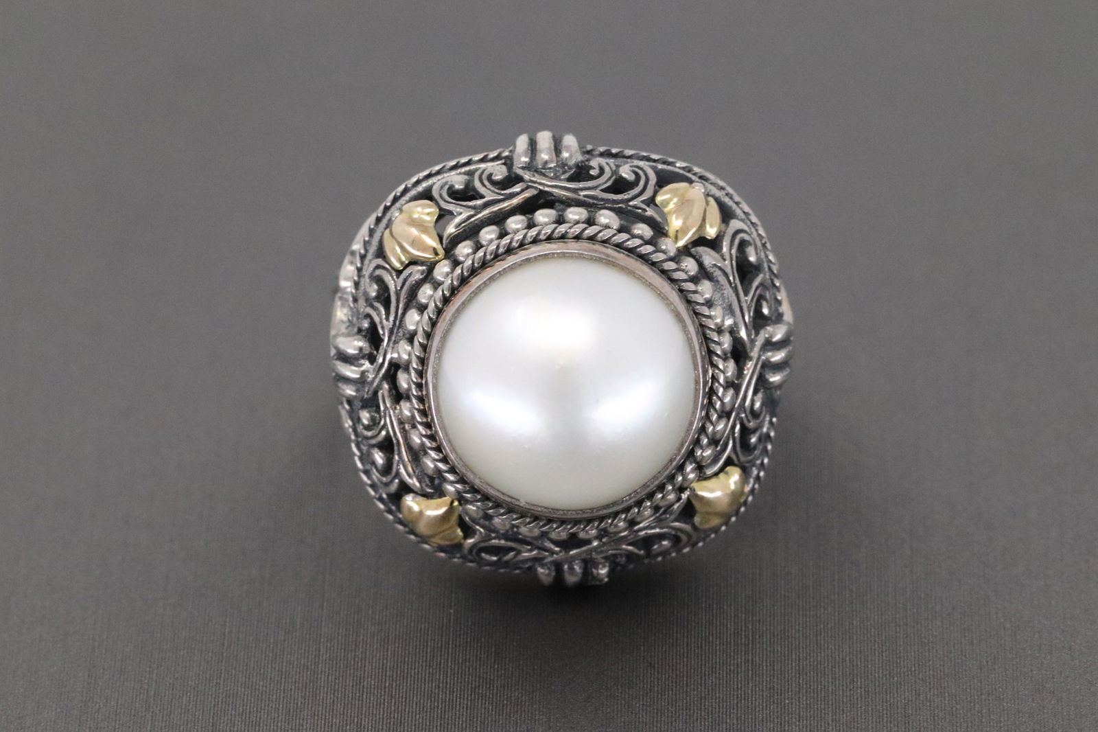 Pearl ladies ring925 and 18k vintage design (1 of 5)