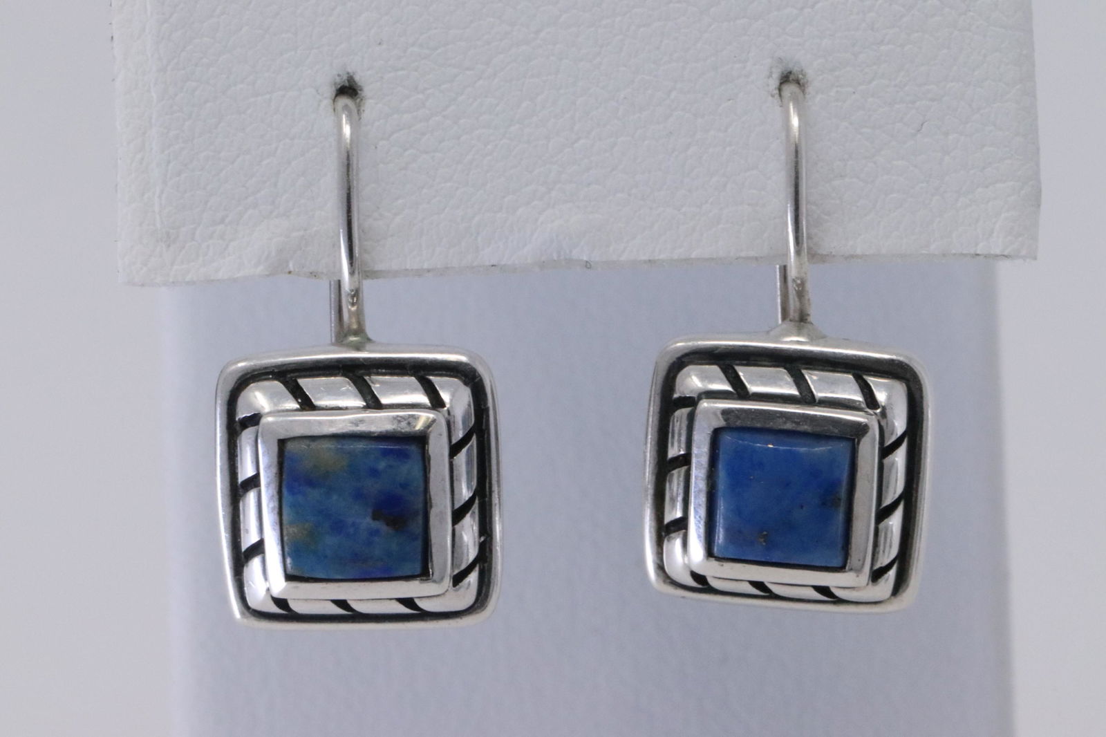 Ladies 925 Silver Lapis Earrings. (1 of 4)