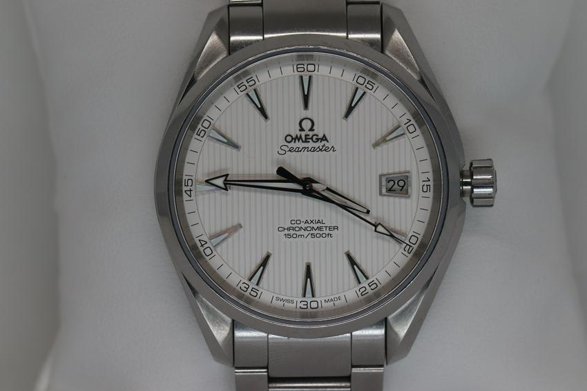 Omega SEAMASTER AQUA TERRA AUTOMATIC MOVEMENT SILVER: Omega Seamaster Aqua Terra Silver Dial Stainless Steel Men's Watch 231.10.39.21.02.001. 39 mm stainless steel round case with silver dial and sapphire crystal. Luminescent hands and markers. Minute ma