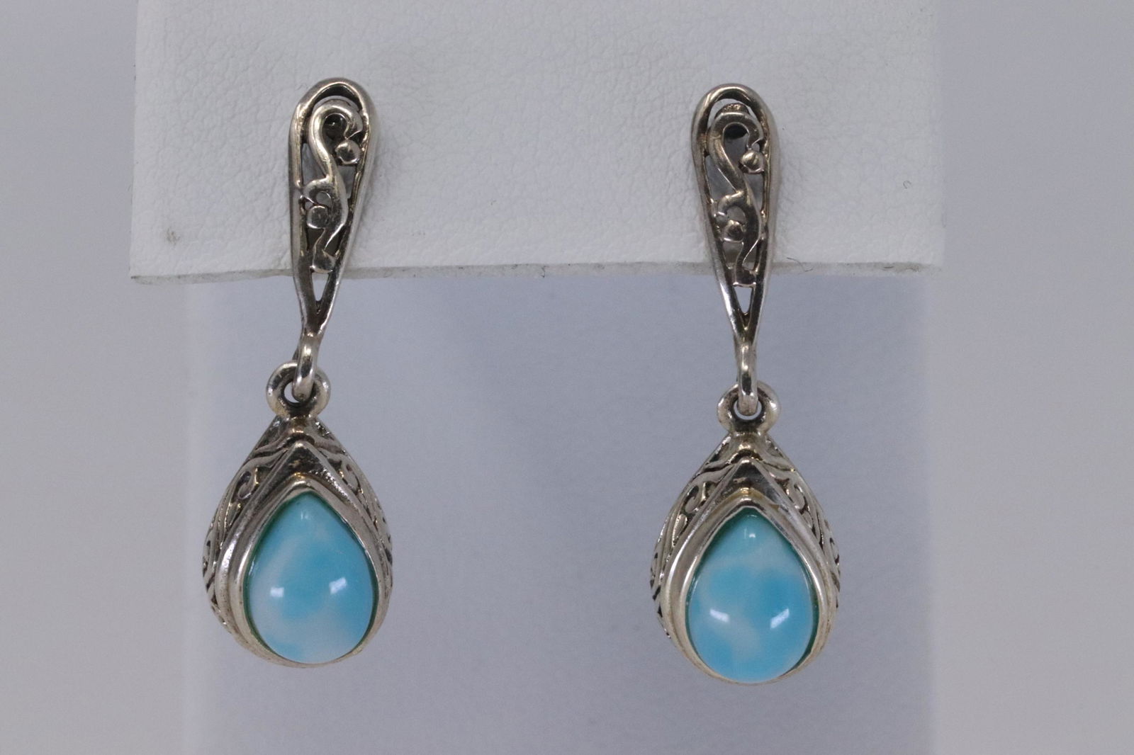 Vintage Sterling Silver 925 Turquoise Earrings Signed (1 of 4)