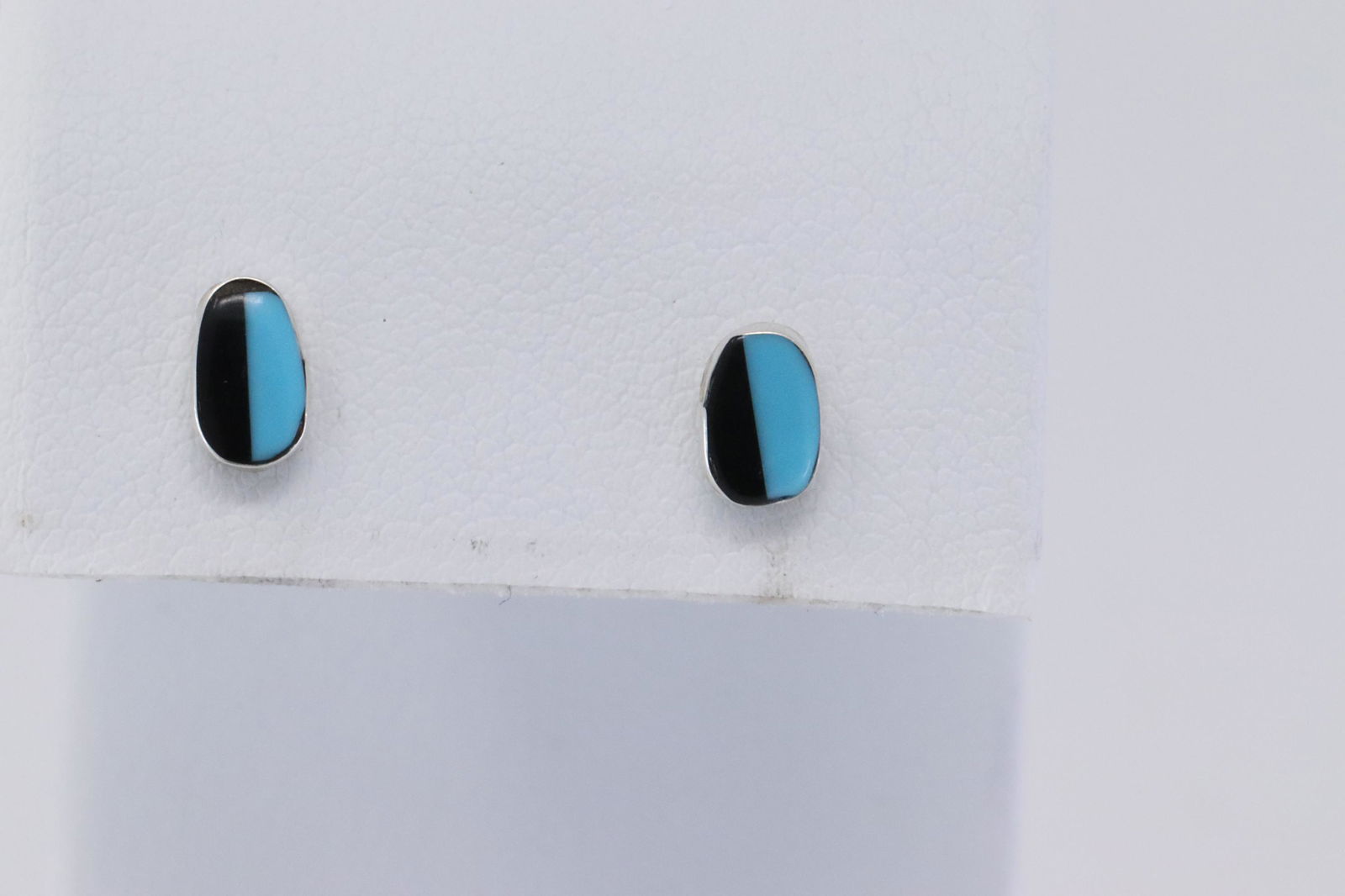 Zuni sterling silver oval shape post earring (1 of 2)