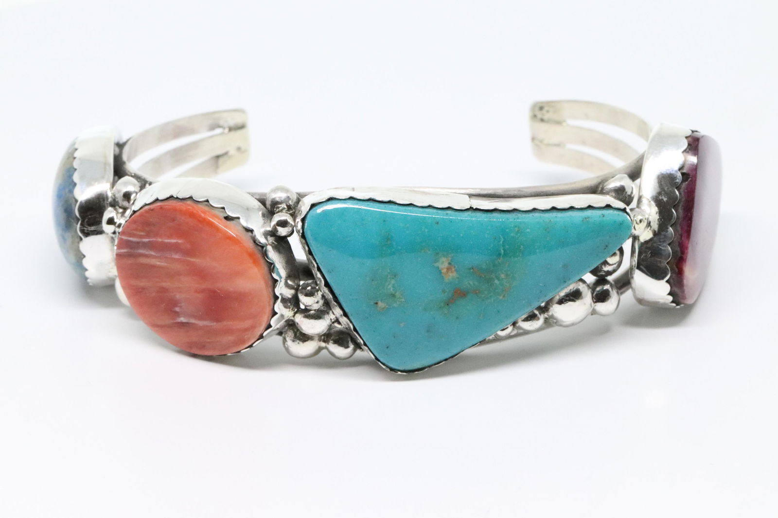 Navajo Sterling silver bracelet with 4 large free form (1 of 5)