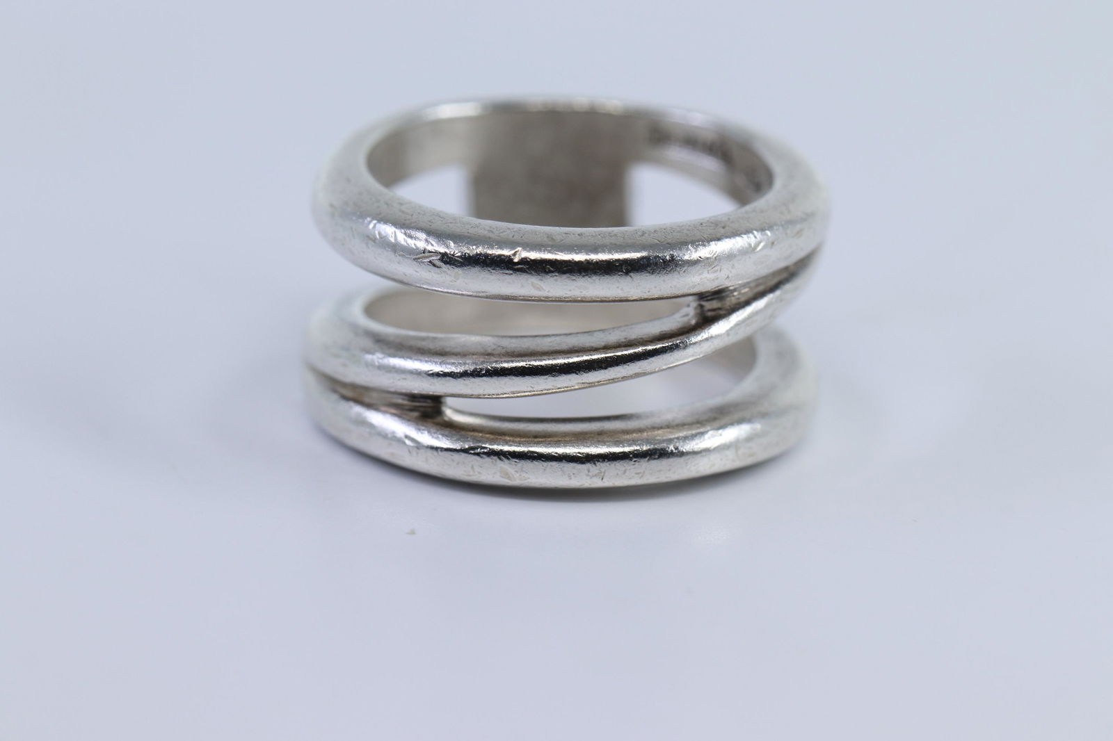 Tiffany & Co Silver Diagonal Zig Zag Ring . (1 of 3)