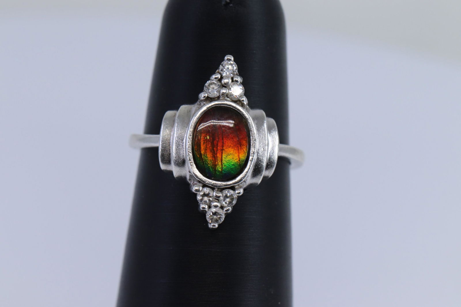 Ladies Art Deco Design Silver Ring (1 of 3)