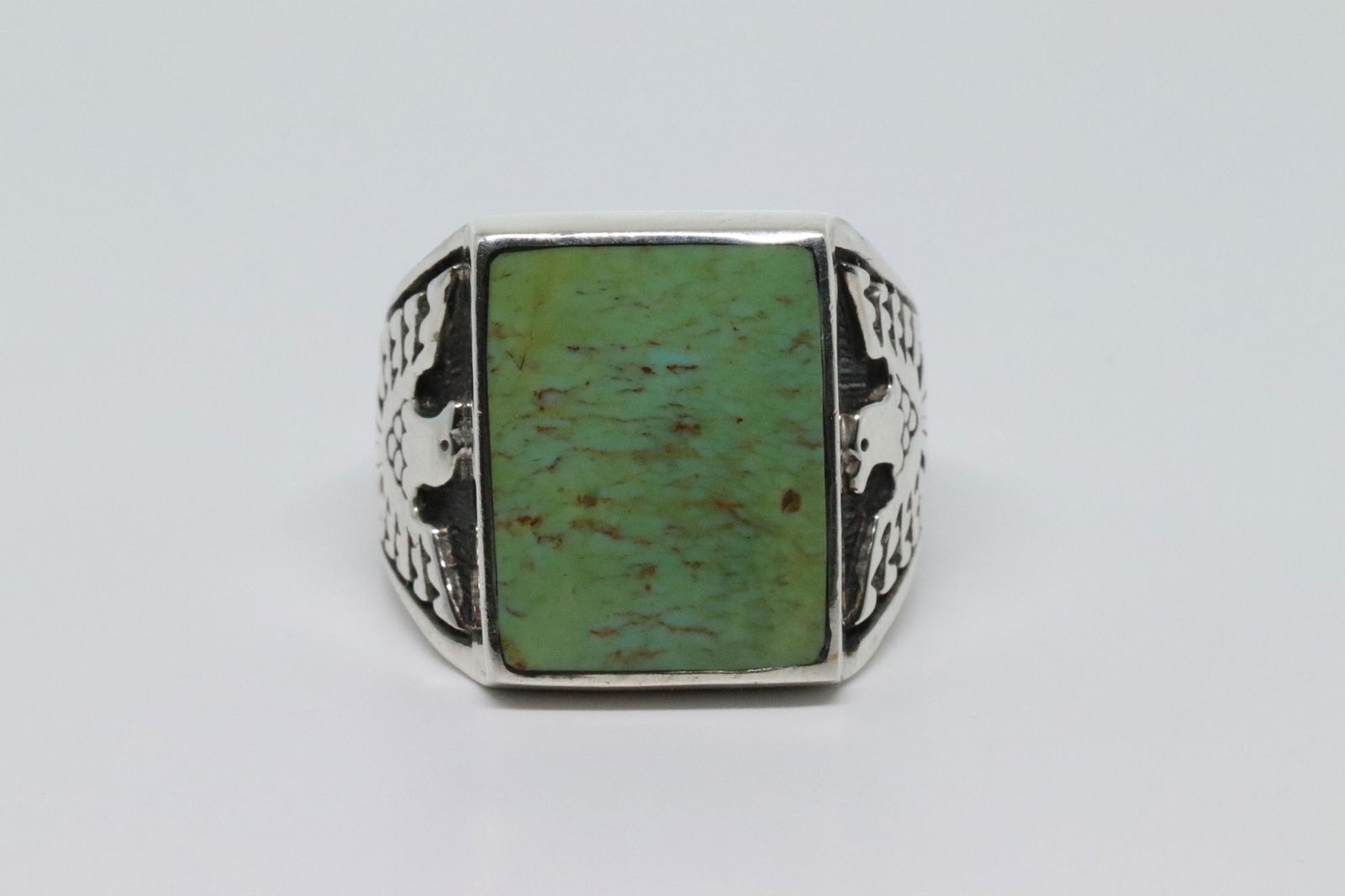 Sterling silver Navajo rectangle shape cast thunderbird (1 of 4)